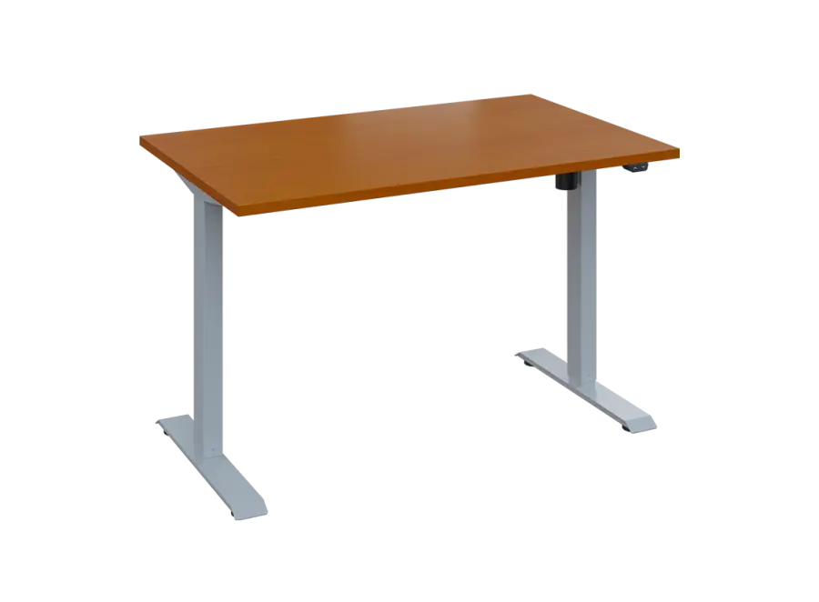 Flexi 28-12 výškově nastavitelný stůl, kovová podnož stříbrná, deska 25 mm, široký 1200 mm, třešeň šumavská